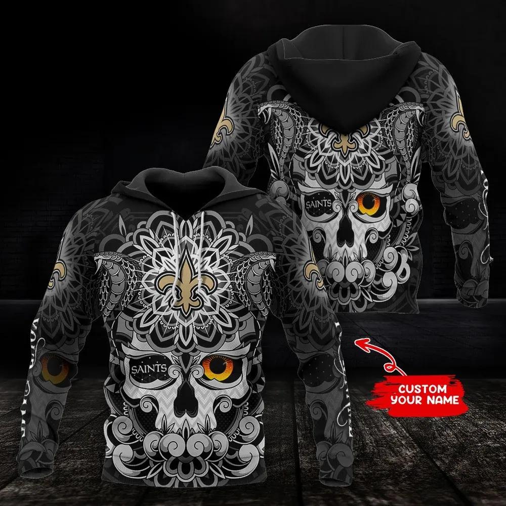 New Orleans Saints Skull Personalized NFL 3D All Over Print Hoodie