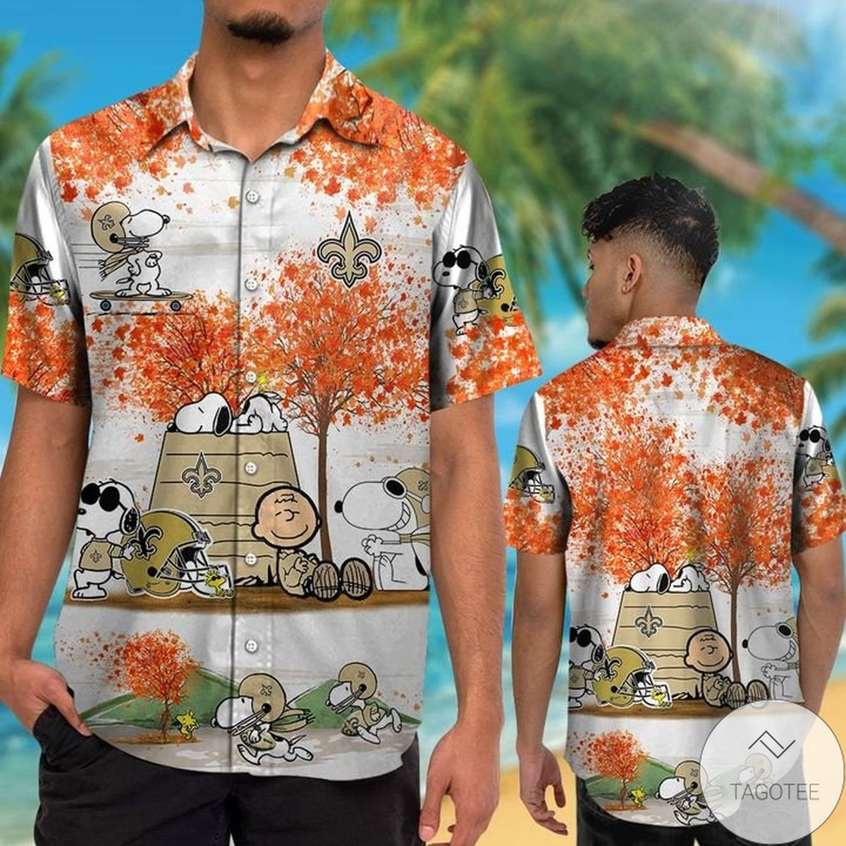New Orleans Saints Snoopy Autumn Hawaiian Shirt Tropical Aloha Button Up