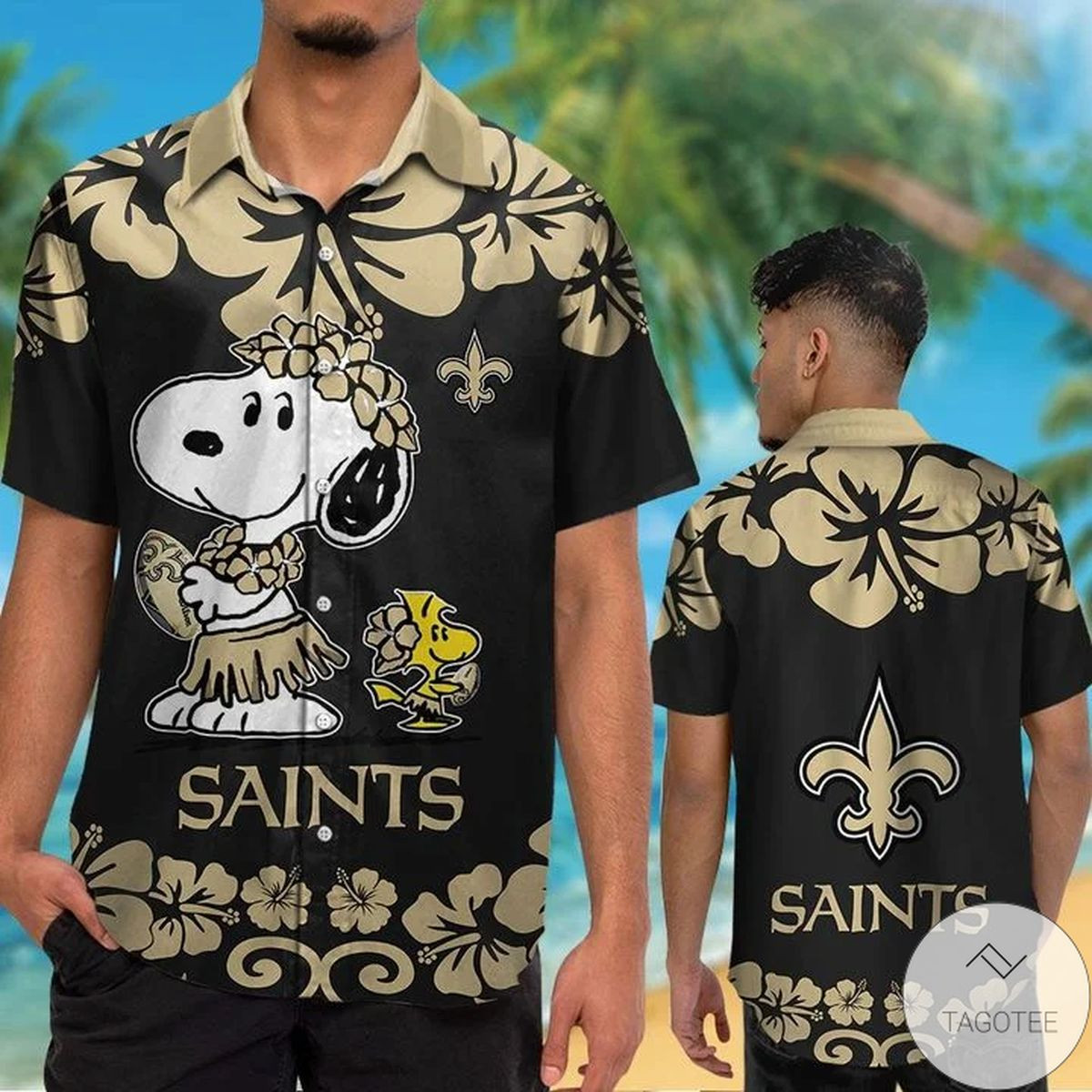 New Orleans Saints Snoopy Hawaiian Shirt Tropical Aloha Button Up