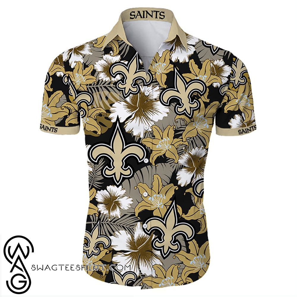 New Orleans Saints Tropical Flower Hawaiian Shirt Tropical Aloha Button Up