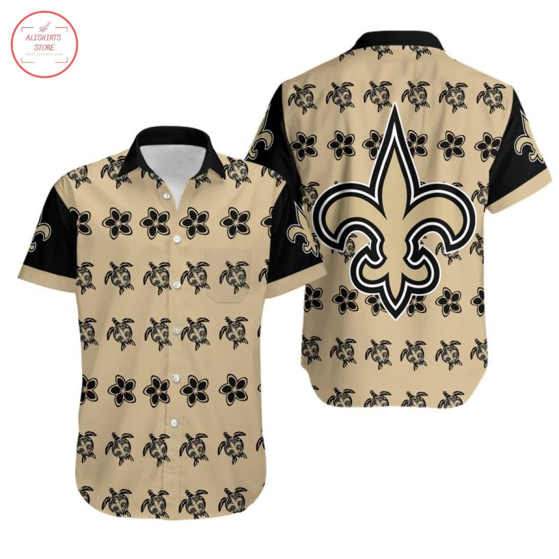 New Orleans Saints Turtle Hawaiian Shirt Tropical Aloha Button Up