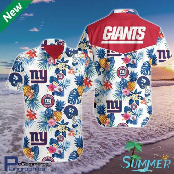 New York Giants Aloha Hawaiian Shirt Tropical Aloha Button Up