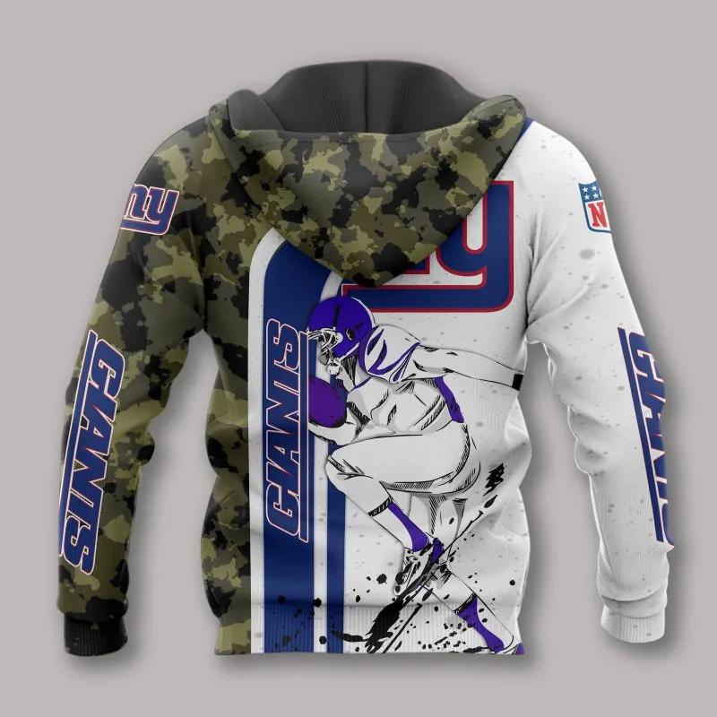 Alternative view of New York Giants Camo NFL 3D All Over Print Hoodie