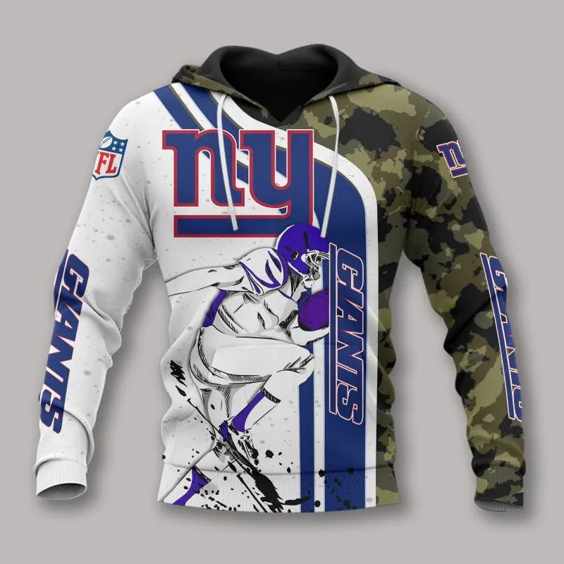 New York Giants Camo NFL 3D All Over Print Hoodie