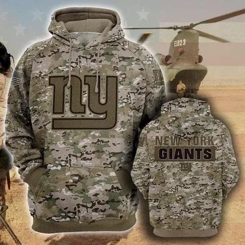New York Giants Camo NFL 3D All Over Print Hoodie