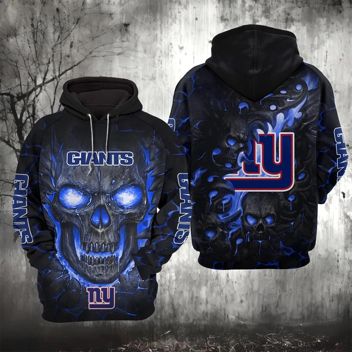 New York Giants Lava Skull NFL 3D All Over Print Hoodie