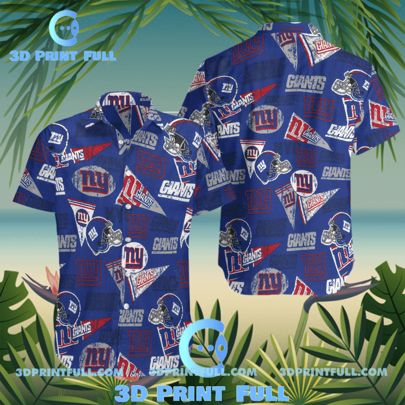 New York Giants Logo Hawaiian Shirt Tropical Aloha Button Up