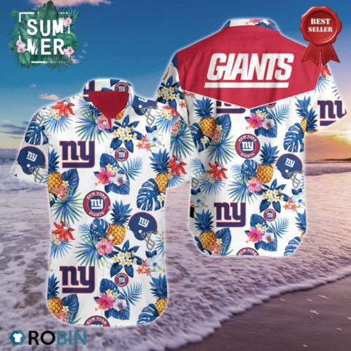 New York Giants Logo Hawaiian Shirt Tropical Aloha Button Up