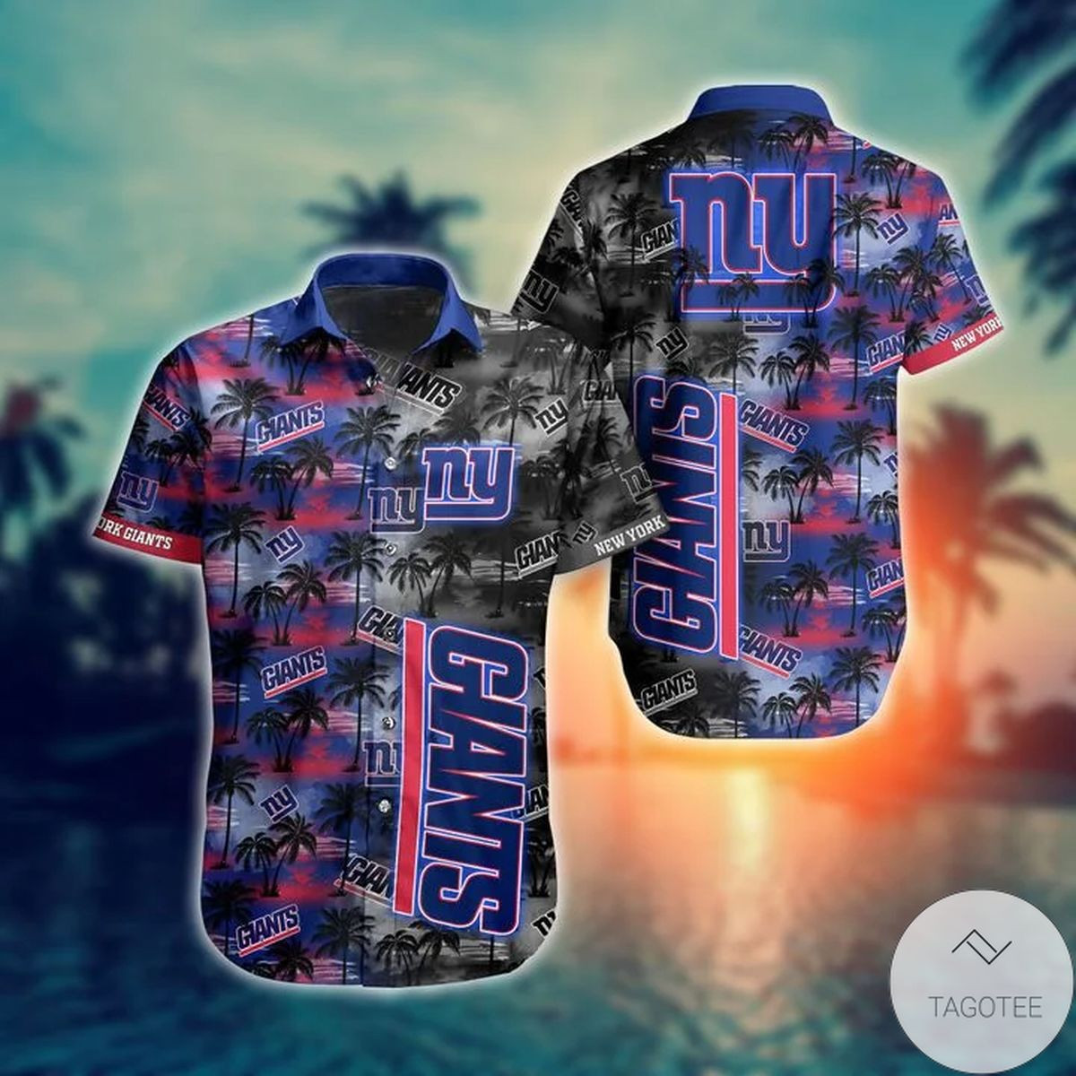 New York Giants Logo Hawaiian Shirt Tropical Aloha Button Up