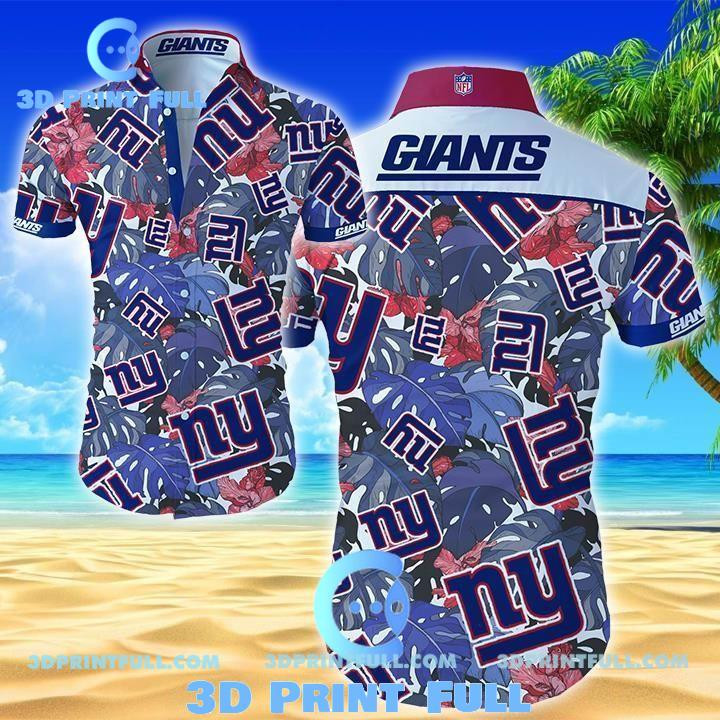 New York Giants Logo Hawaiian Shirt Tropical Aloha Button Up