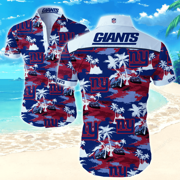 New York Giants Logo Pattern Hawaiian Shirt Tropical Aloha Button Up