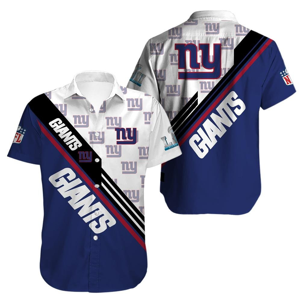 New York Giants Many Logo Hawaiian Shirt Tropical Aloha Button Up