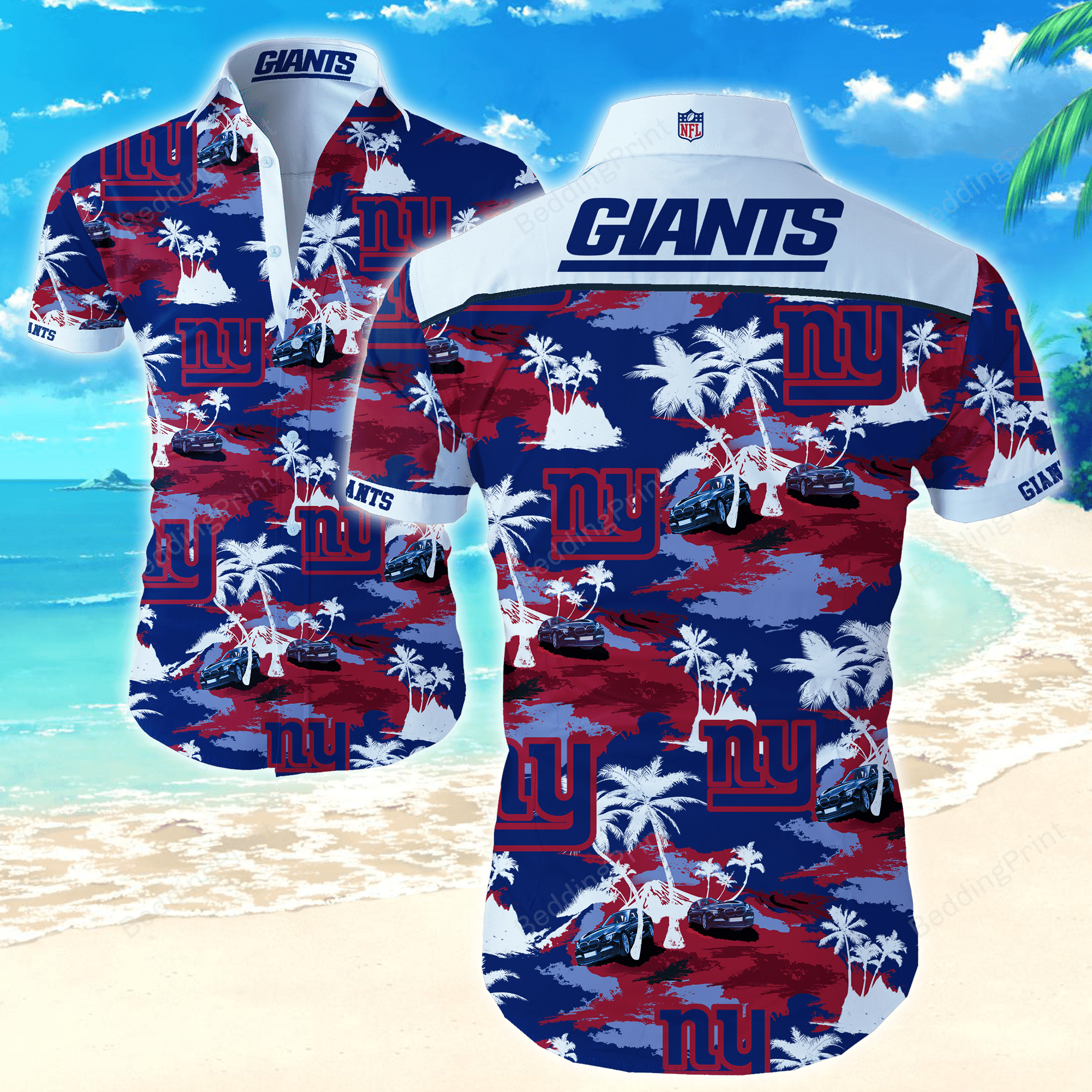 New York Giants Nfl Hawaiian Shirt Tropical Aloha Button Up