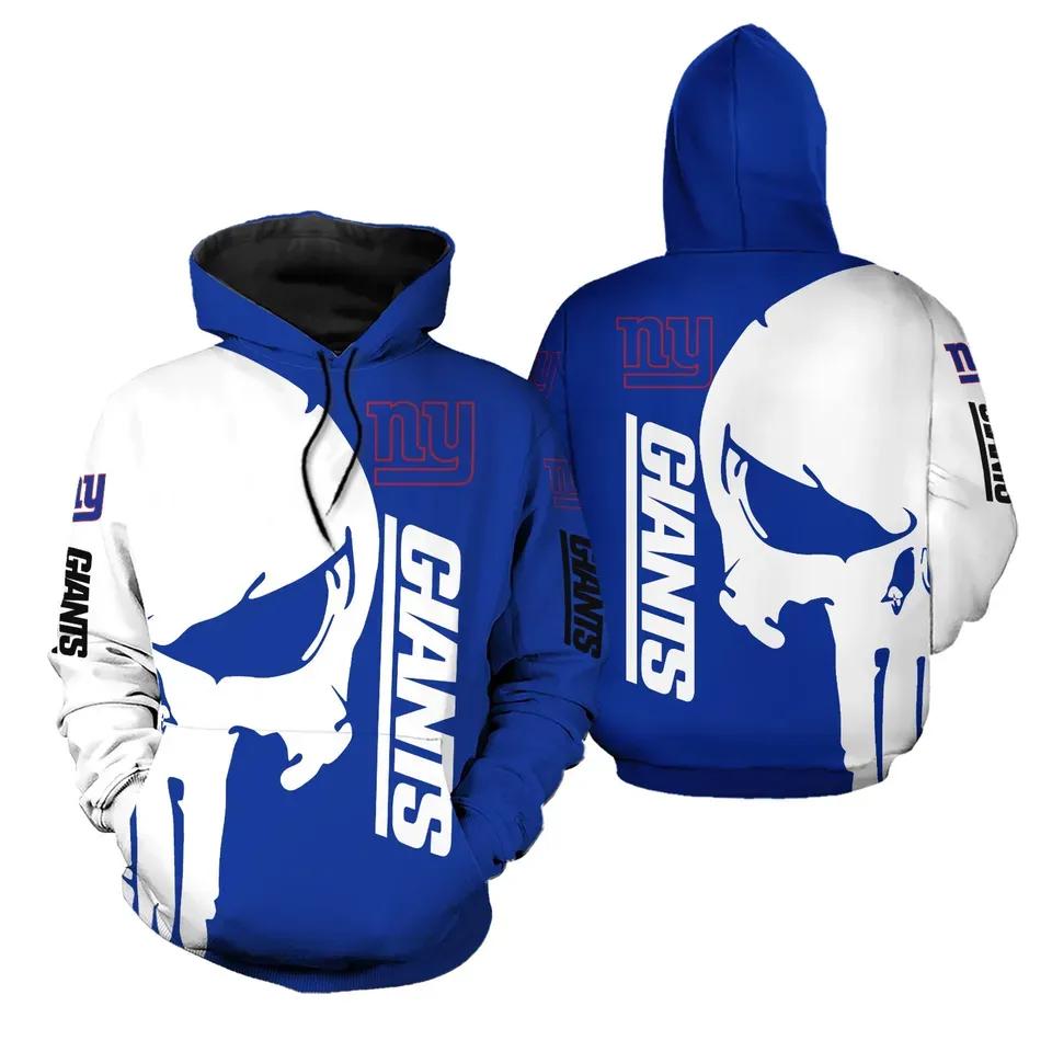 New York Giants Punisher Skull NFL 3D All Over Print Hoodie