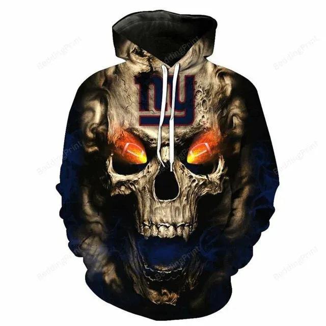 New York Giants Skull NFL 3D All Over Print Hoodie