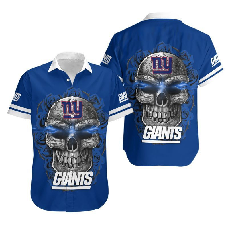 New York Giants Sugar Skull2 Hawaiian Shirt Tropical Aloha Button Up