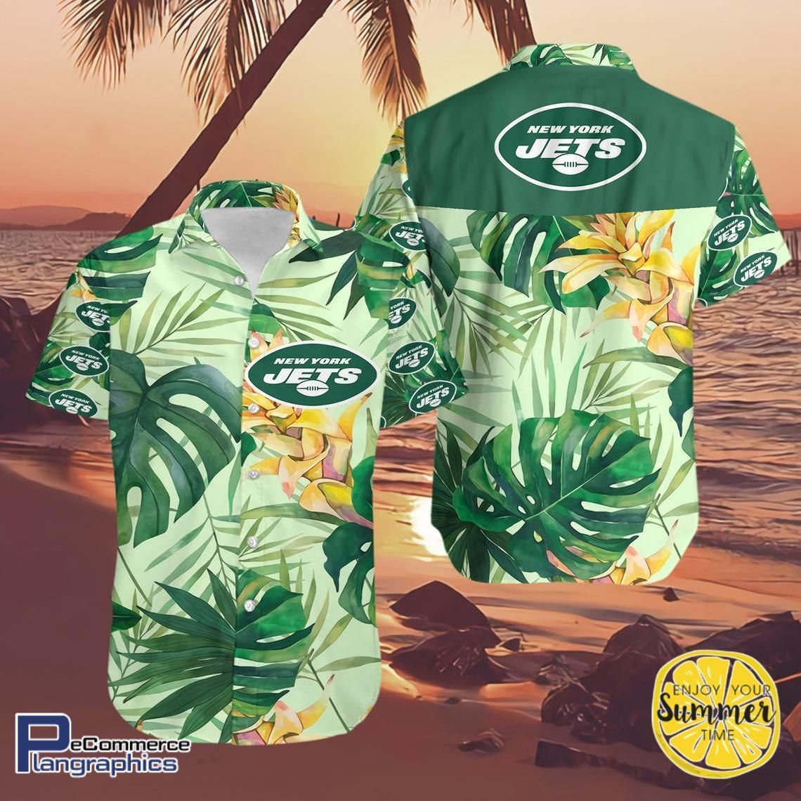 New York Jets Aloha Shirt Hawaiian Shirt Tropical Aloha Button Up
