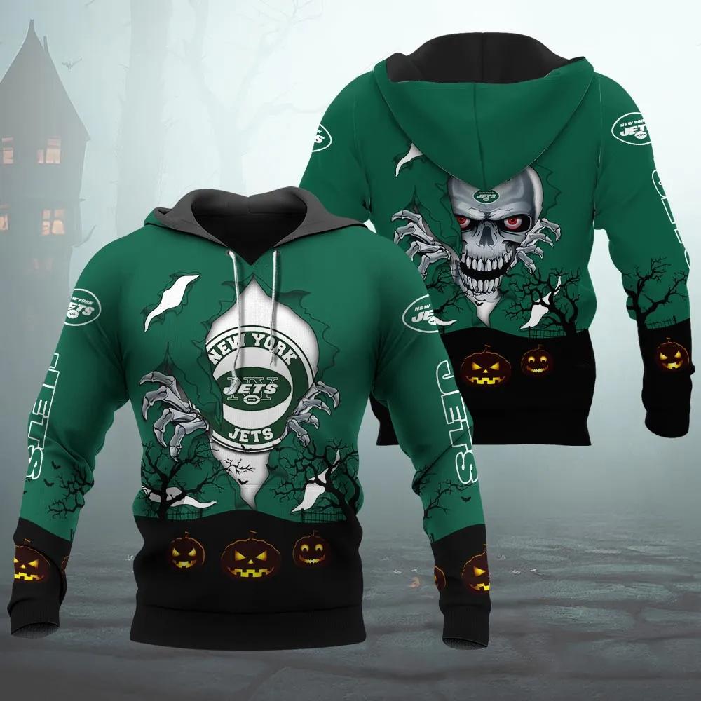New York Jets Halloween 3D NFL All Over Print Hoodie