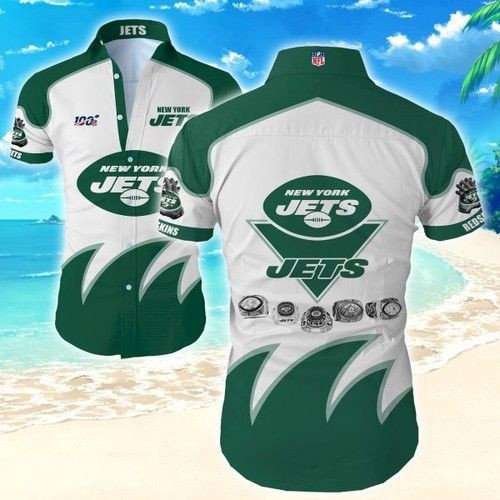 New York Jets Hawaiian Shirt Tropical Aloha Button Up