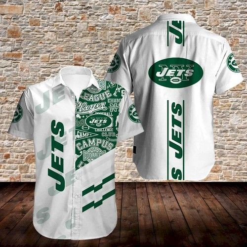 New York Jets Hawaiian Shirt Tropical Aloha Button Up