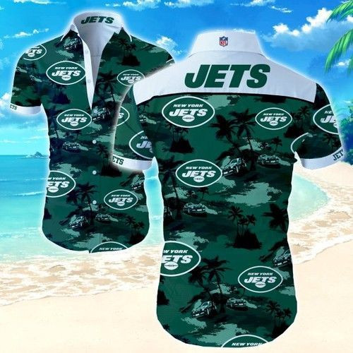 New York Jets Hawaiian Shirt Tropical Aloha Button Up
