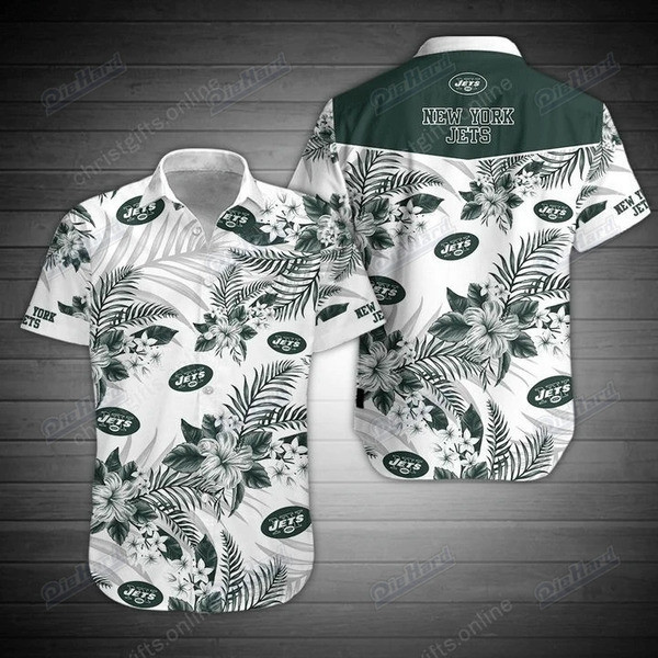 New York Jets Hawaiian Shirt Tropical Aloha Button Up