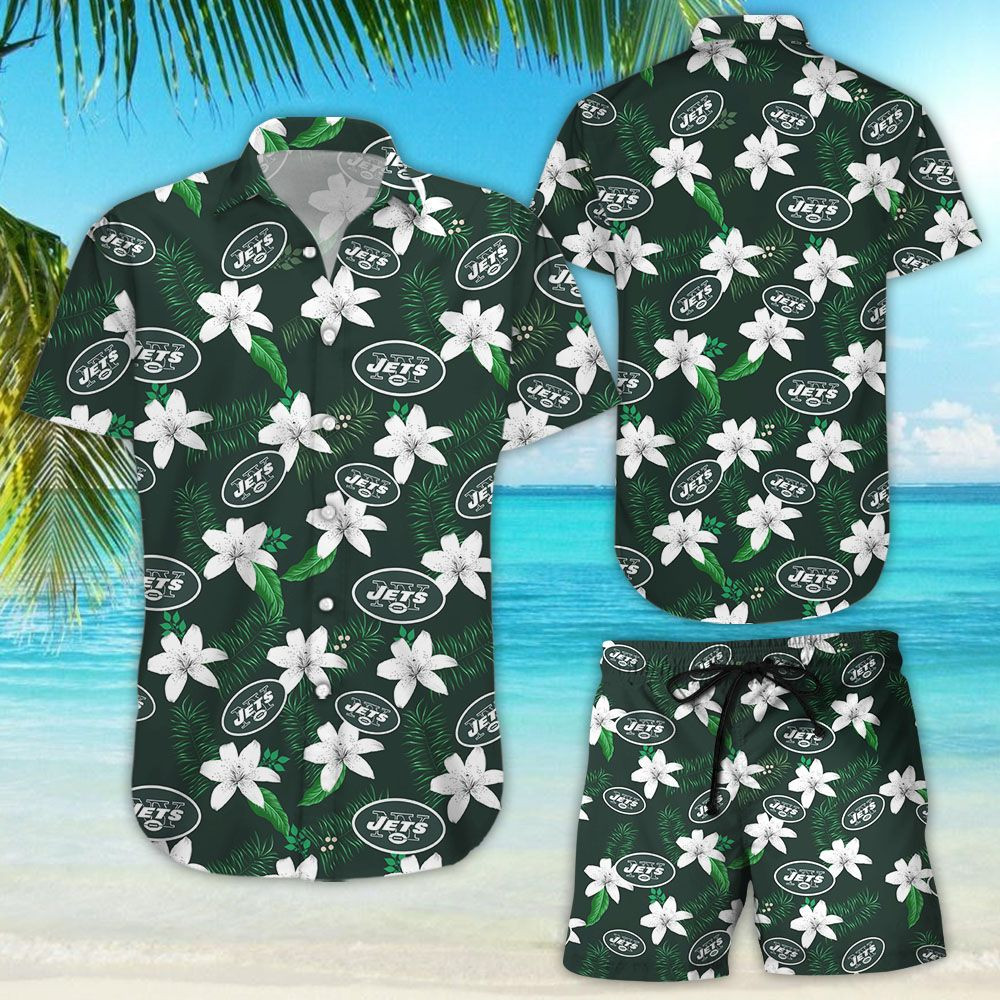 New York Jets Hawaiian Shirt Tropical Aloha Button Up