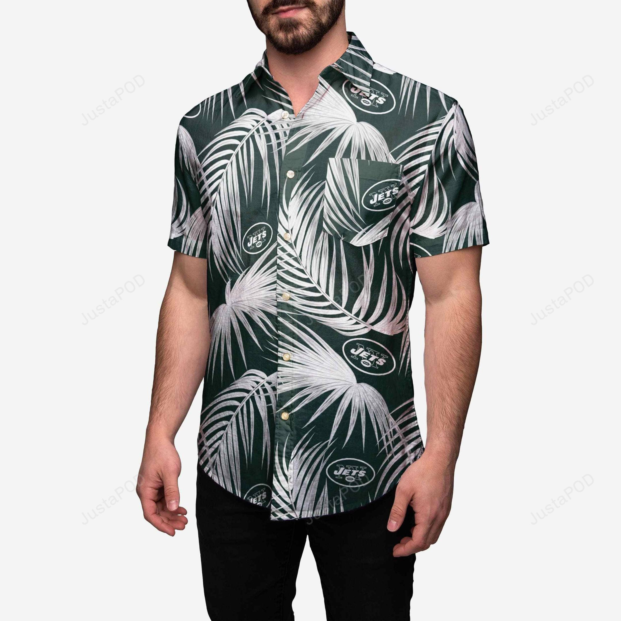 New York Jets Hawaiian Shirt Tropical Aloha Button Up