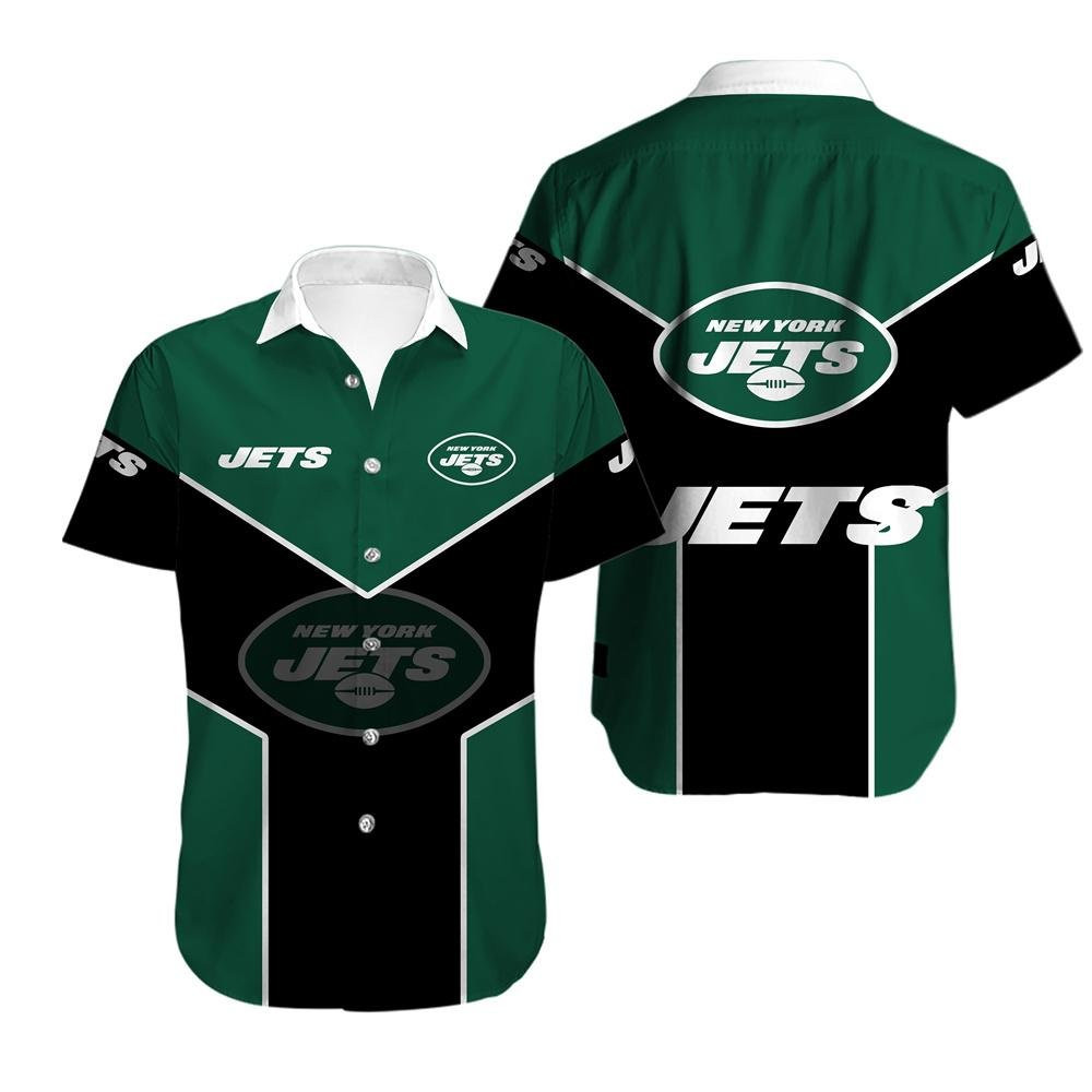 New York Jets Logo Hawaiian Shirt Tropical Aloha Button Up