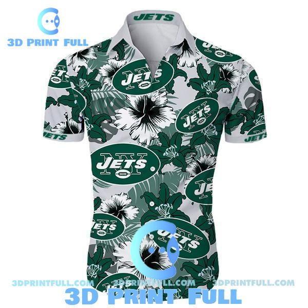 New York Jets Logo Hawaiian Shirt Tropical Aloha Button Up