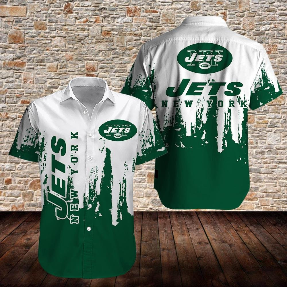 New York Jets Logo Hawaiian Shirt Tropical Aloha Button Up