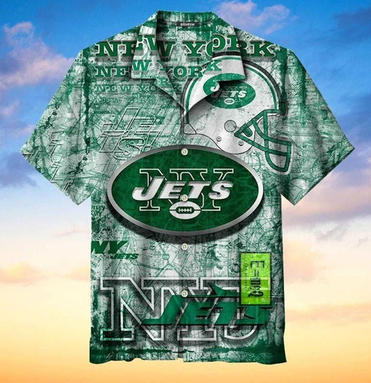 New York Jets Retro Hawaiian Shirt Tropical Aloha Button Up