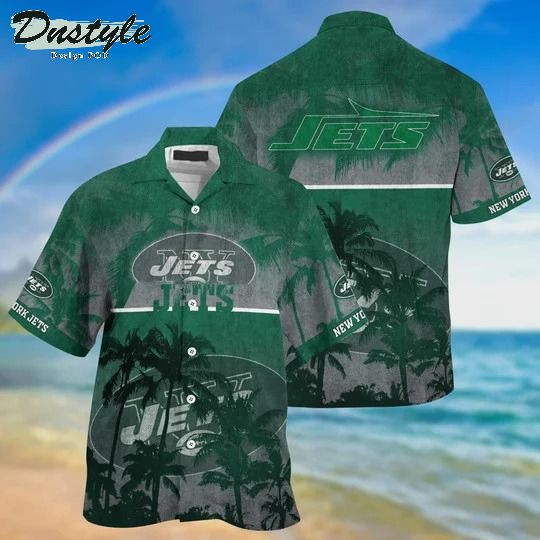New York Jets Summer Hawaiian Shirt Tropical Aloha Button Up