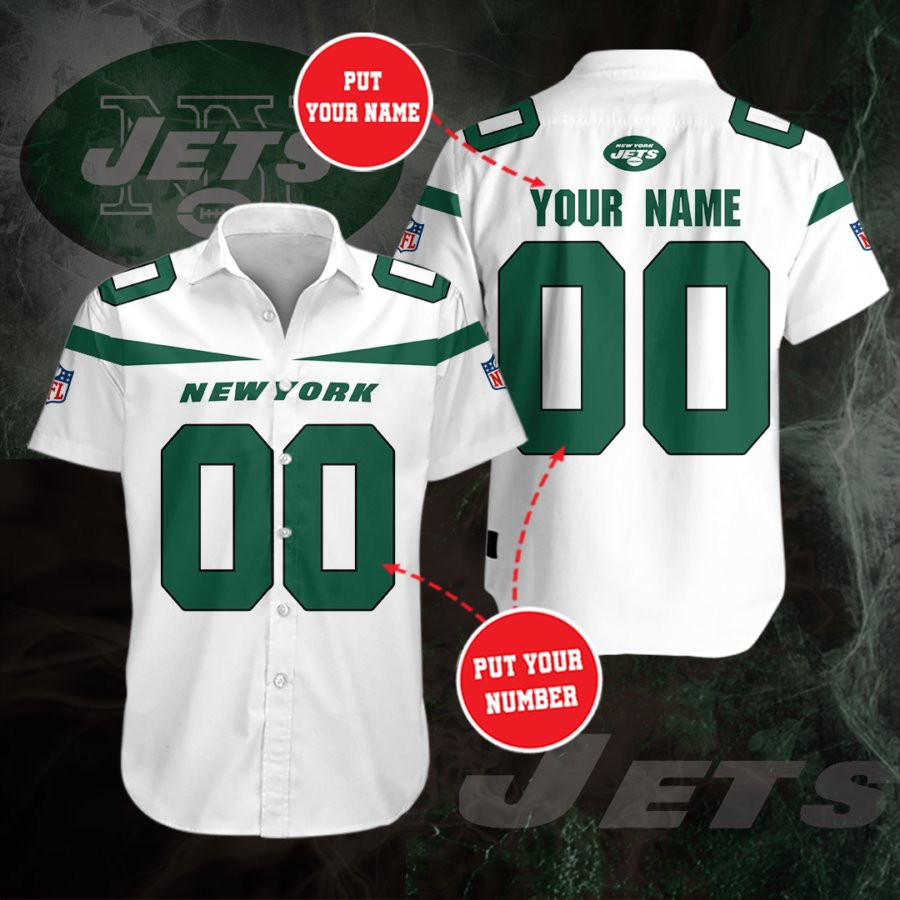 Personalized New York Jets Team Hawaiian Shirt Tropical Aloha Button Up