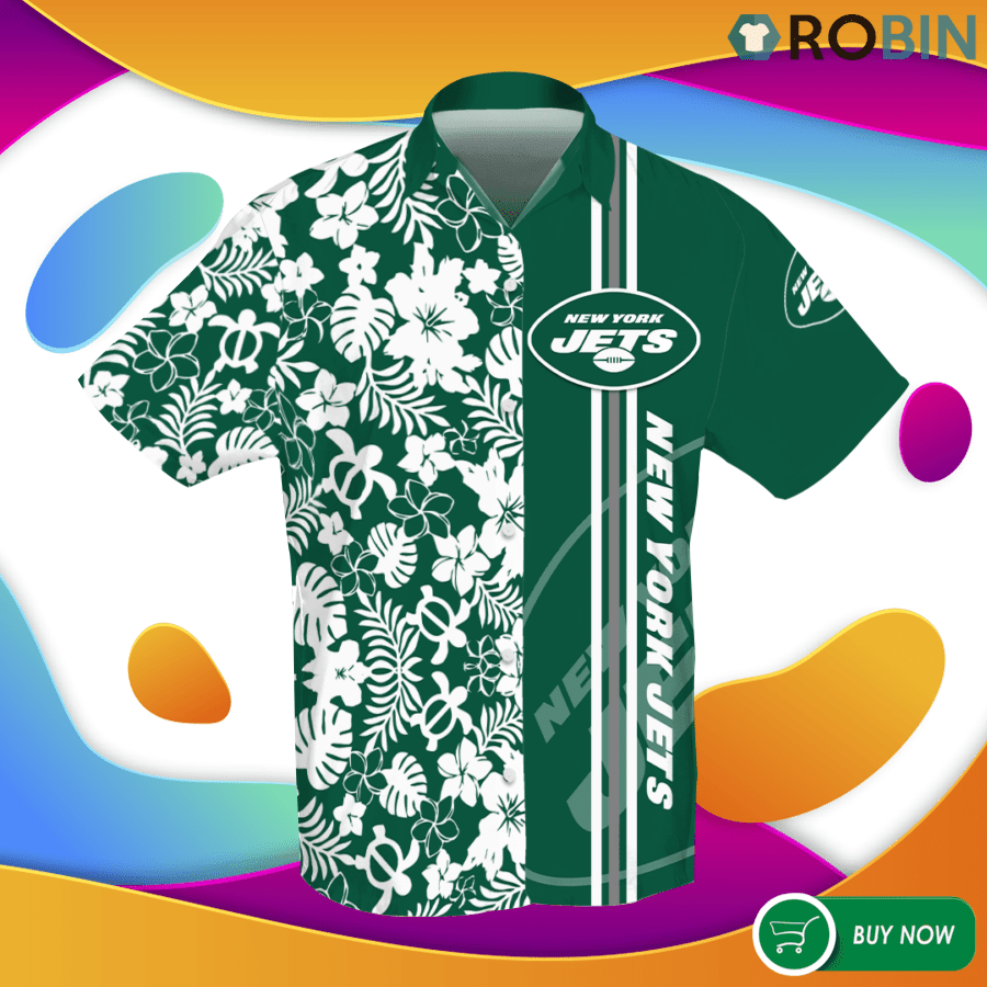 New York Jets Up Hawaiian Shirt Tropical Aloha Button Up