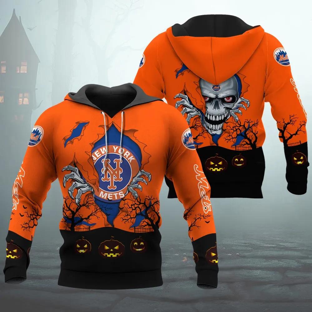 New York Mets Halloween 3D MLB All Over Print Hoodie