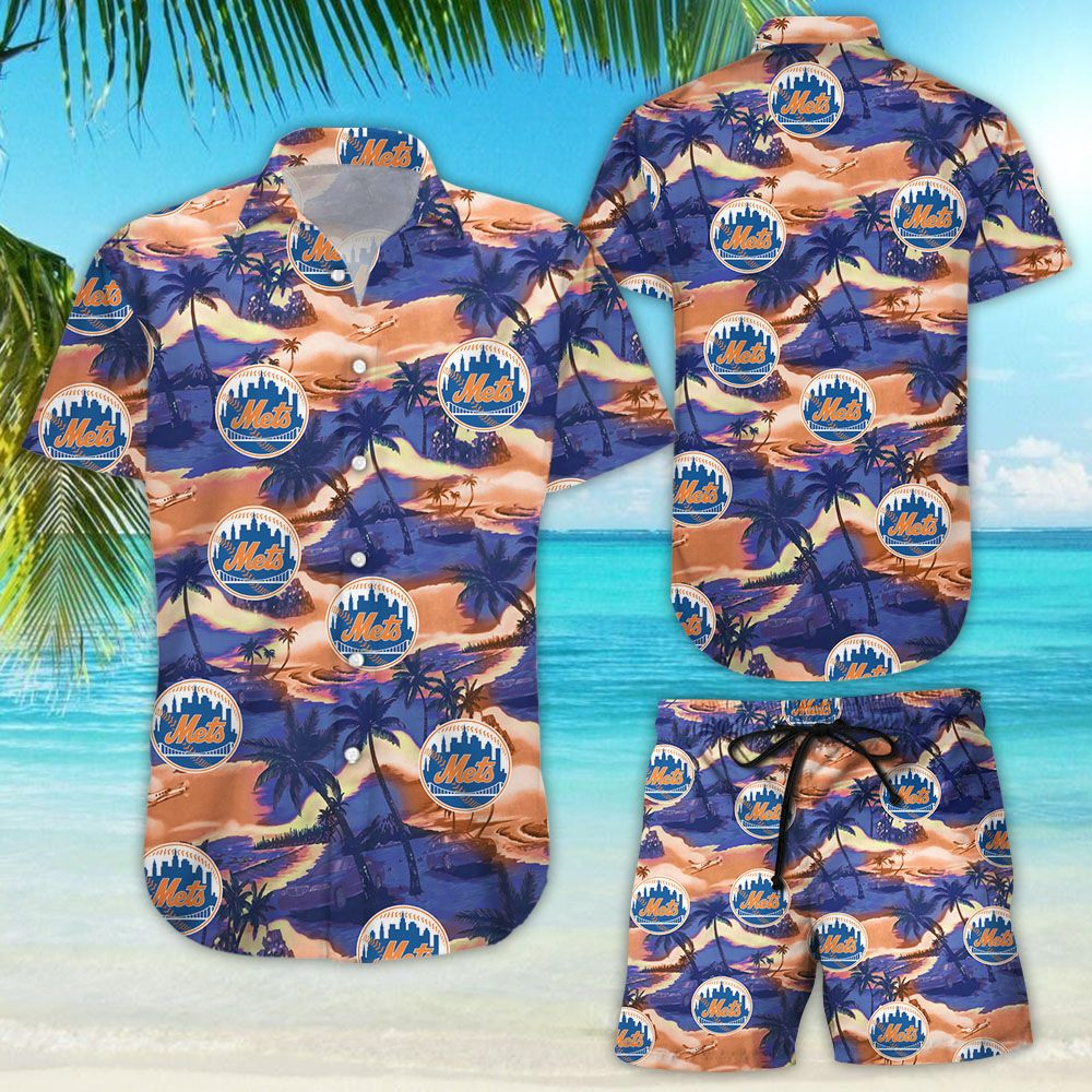 New York Mets Hawaiian Shirt Tropical Aloha Button Up