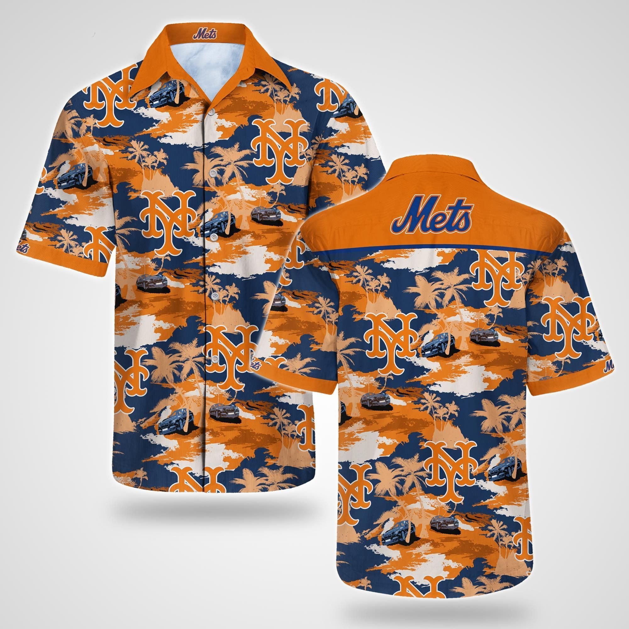New York Mets Hawaiian Shirt Tropical Aloha Button Up
