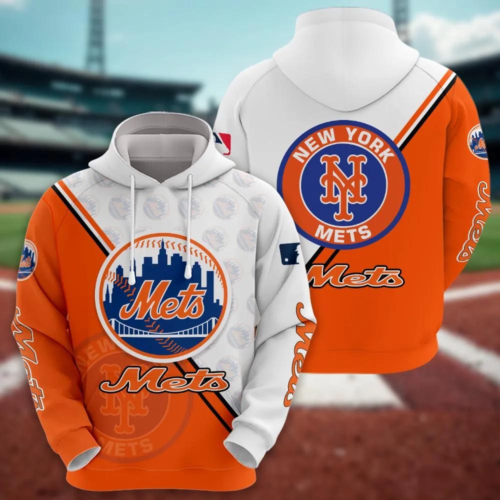 New York Mets Logo 3D MLB All Over Print Hoodie