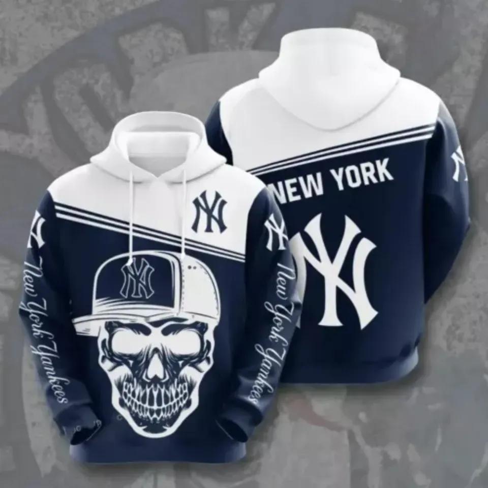 New York Team Yankeess Skull 3D MLB All Over Print Hoodie