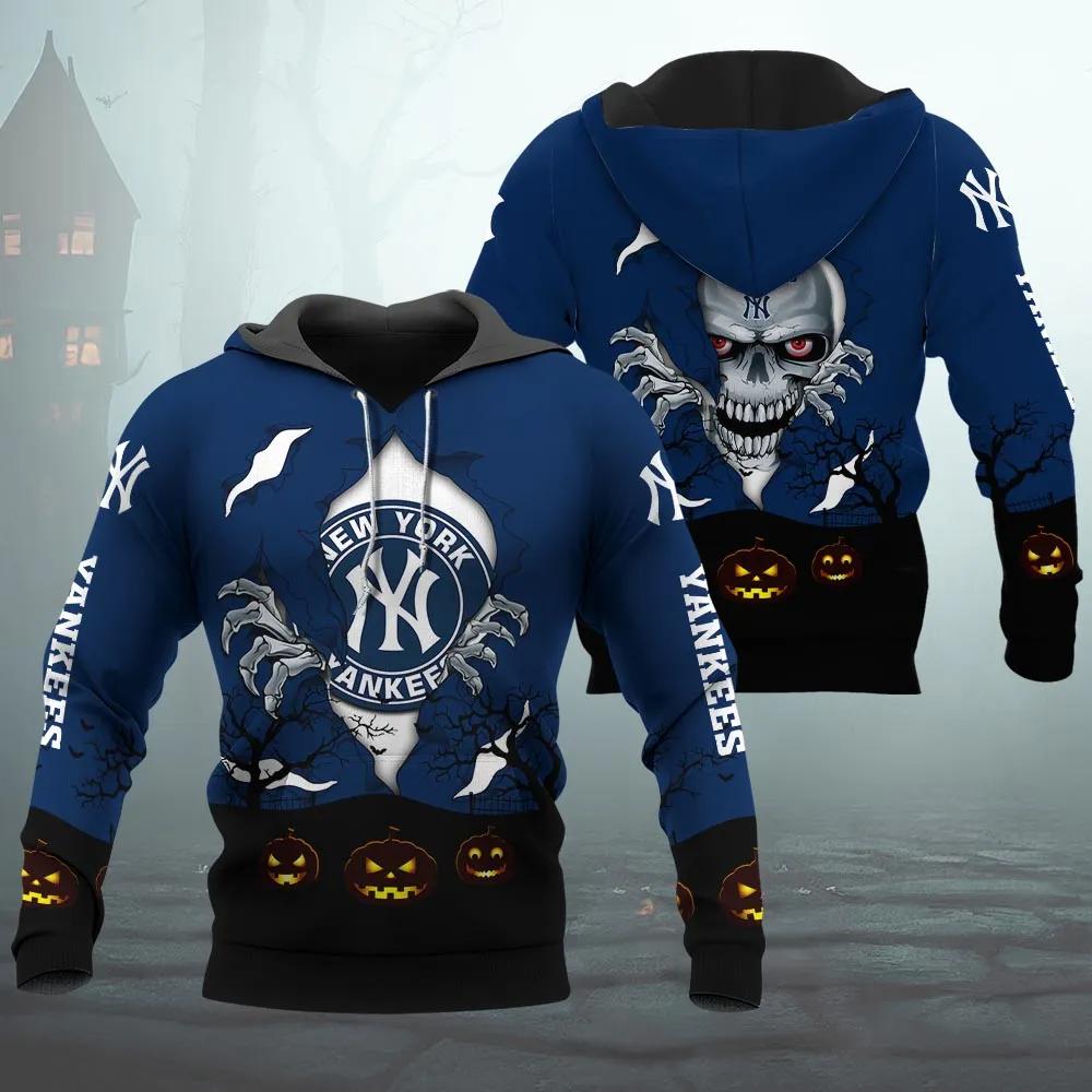 New York Yankees Halloween 3D MLB All Over Print Hoodie