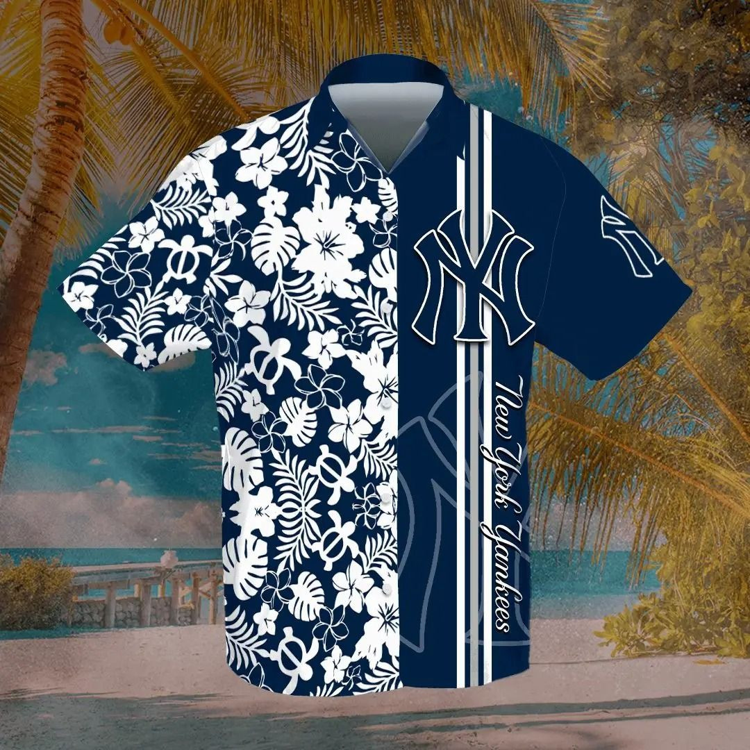 New York Yankees Hawaiian Shirt Tropical Aloha Button Up