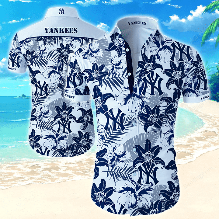 New York Yankees Hawaiian Shirt Tropical Aloha Button Up