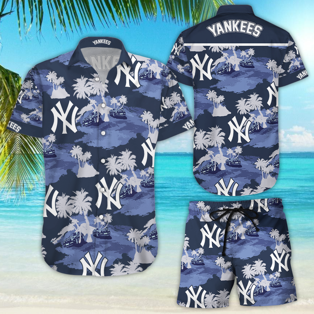 New York Yankees Hawaiian Shirt Tropical Aloha Button Up