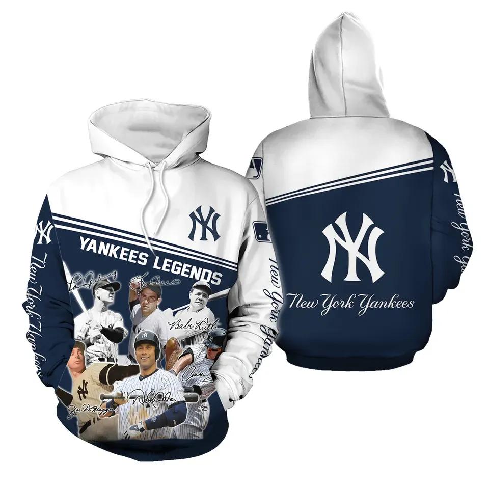 New York Yankees Legends Team Signatures 3D MLB All Over Print Hoodie
