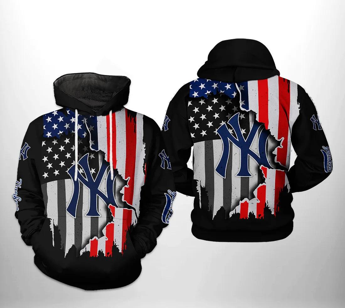 New York Yankees MLB US Flag 3D MLB All Over Print Hoodie