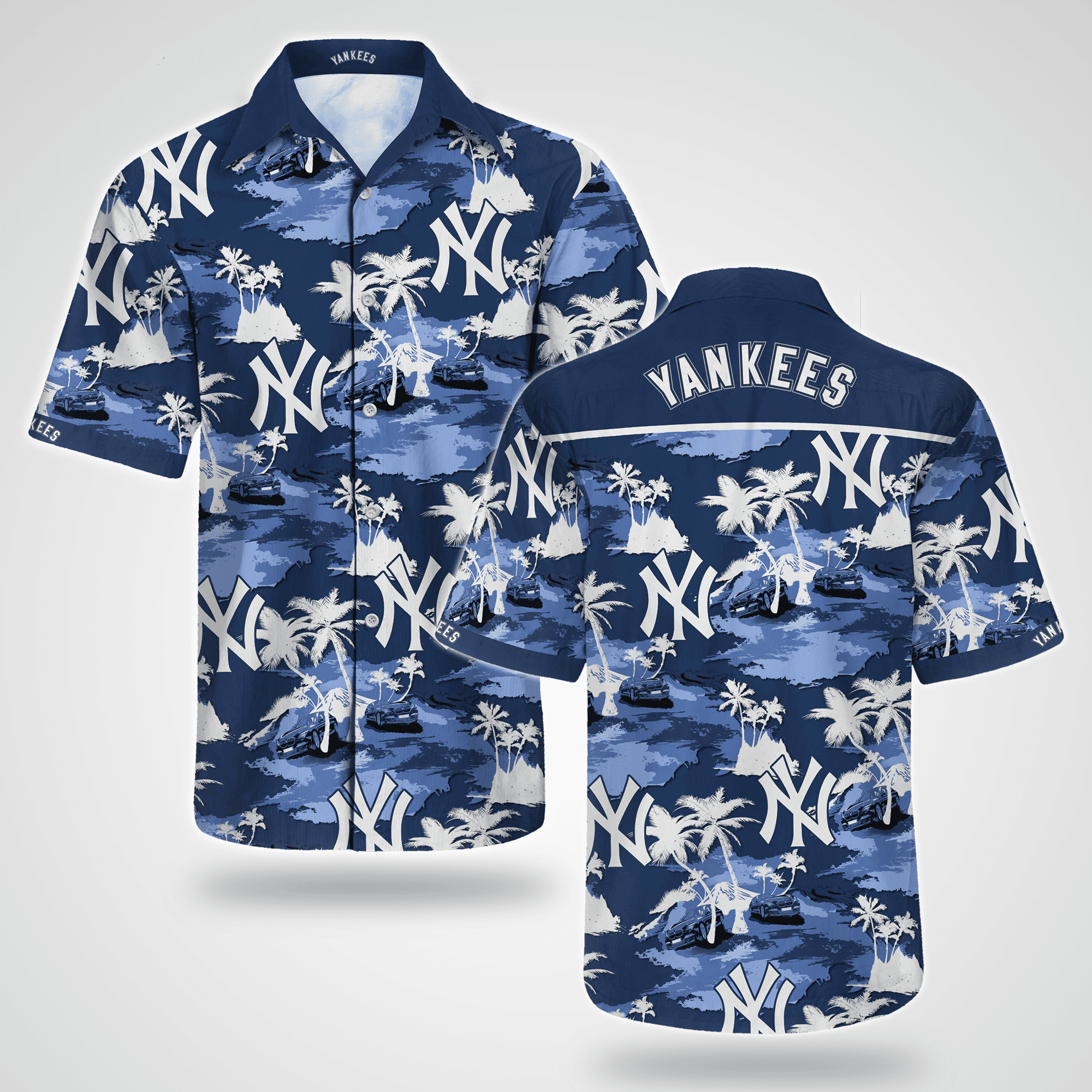 New York Yankees Tommy Bahama Hawaiian Shirt Tropical Aloha Button Up