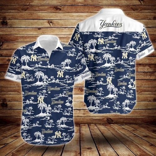 New York Yankees Vintage Mlb Hawaiian Shirt Tropical Aloha Button Up