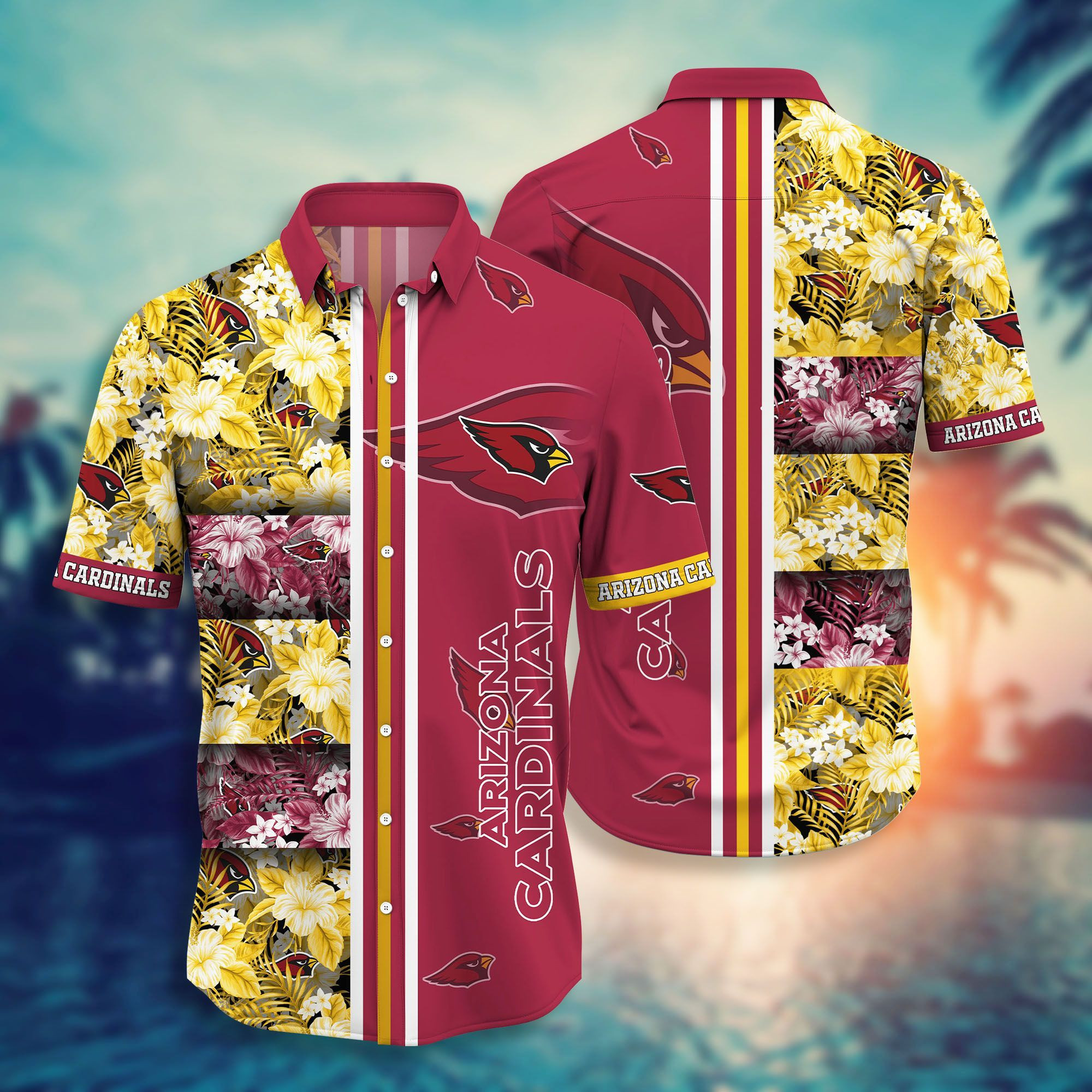 Nfl Arizona Cardinals Hawaiian Shirt Tropical Aloha Button Up