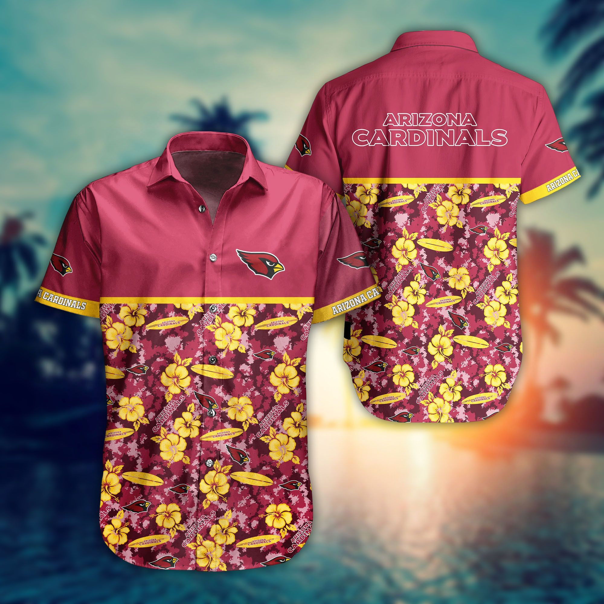 Nfl Arizona Cardinals Hawaiian Shirt Tropical Aloha Button Up